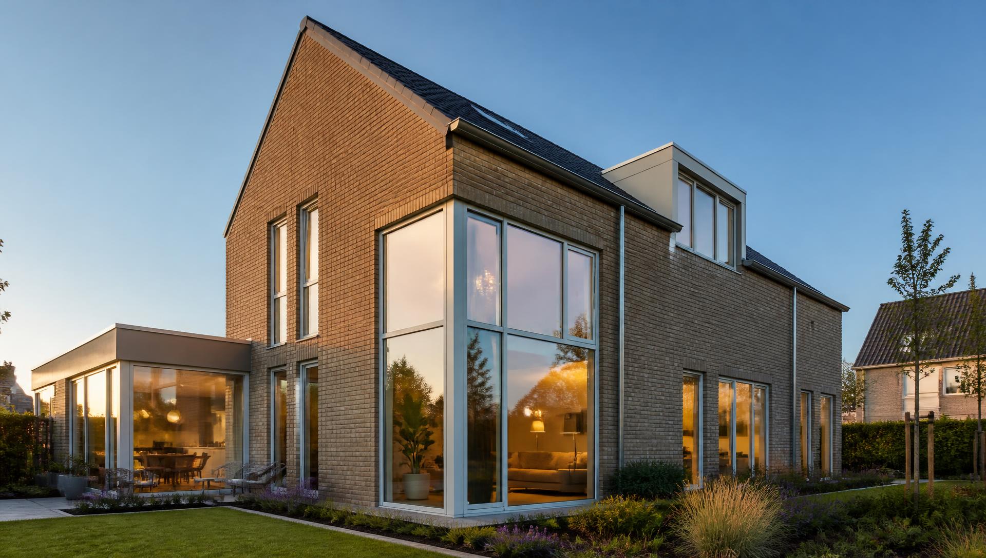 Nederlandse woning met Schüco kunststof kozijnen en schuifpui van Kozenta